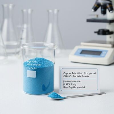 Polvere di peptidi GHK-Cu di alta purezza con struttura stabile per la produzione di collagene.