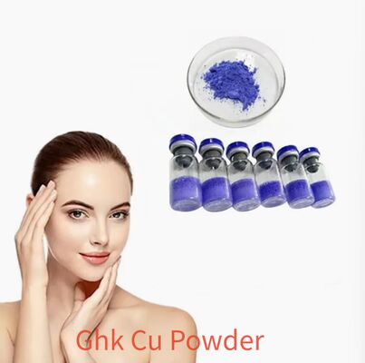 GHK-Cu di alta purezza Peptide di rame in polvere per la ricerca della cura della pelle Tripeptide-1 di rame Ingrediente cosmetico Peptide blu Qualità stabile