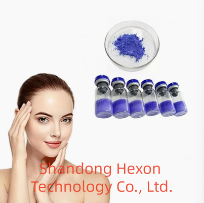 GHK-Cu di alta purezza Peptide di rame in polvere per la cura della pelle cosmetica Tripeptide-1 di rame Ingrediente Peptide blu Stabile qualità